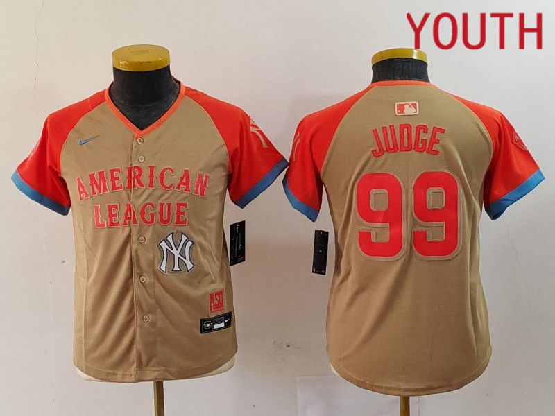 Youth New York Yankees #99 Judge Orange All star 2024 Nike MLB Jersey style 1